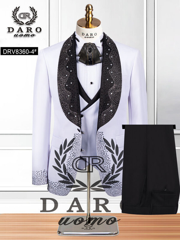  Hot Diamond Collar Vyriškas kostiumas Trijų dalių vestuvinė suknelė  