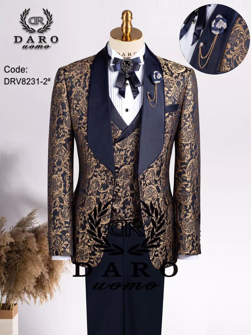  Hot Diamond Collar Vyriškas kostiumas Trijų dalių vestuvinė suknelė  