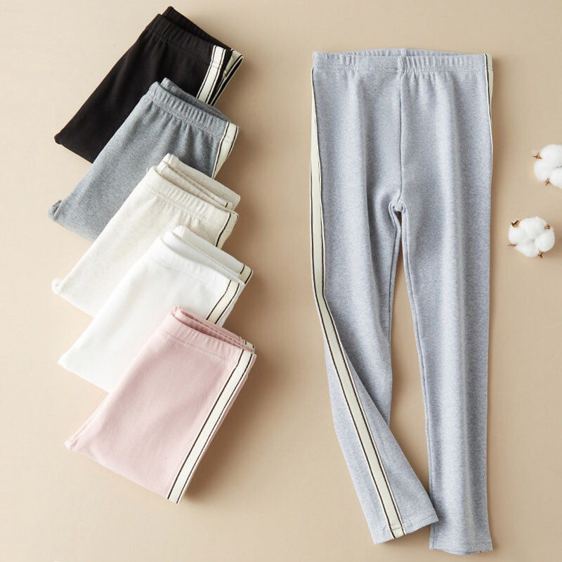 2024 Нови есенни раирани спортни панталони за момичета Детски панталони с широки крачоли със странични райета Детски десен Еластични клинове