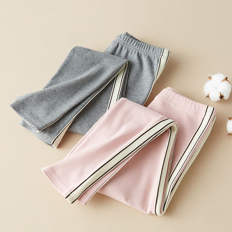 2024 Нови есенни раирани спортни панталони за момичета Детски панталони с широки крачоли със странични райета Детски десен Еластични клинове