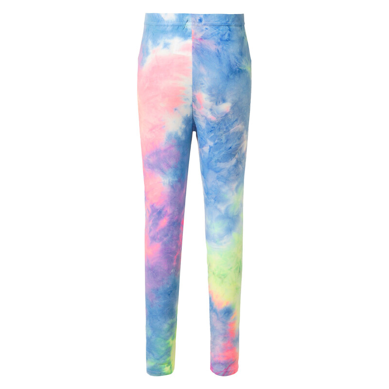 Детски танцови тренировъчни дрехи за бягане Момичета Tie Dye Print Еластична талия Еластичен панталон Slim Fit Клинове Панталони Спортни ежедневни панталони