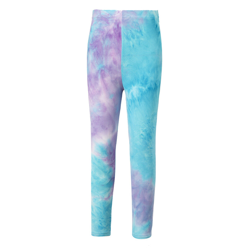 Детски танцови тренировъчни дрехи за бягане Момичета Tie Dye Print Еластична талия Еластичен панталон Slim Fit Клинове Панталони Спортни ежедневни панталони
