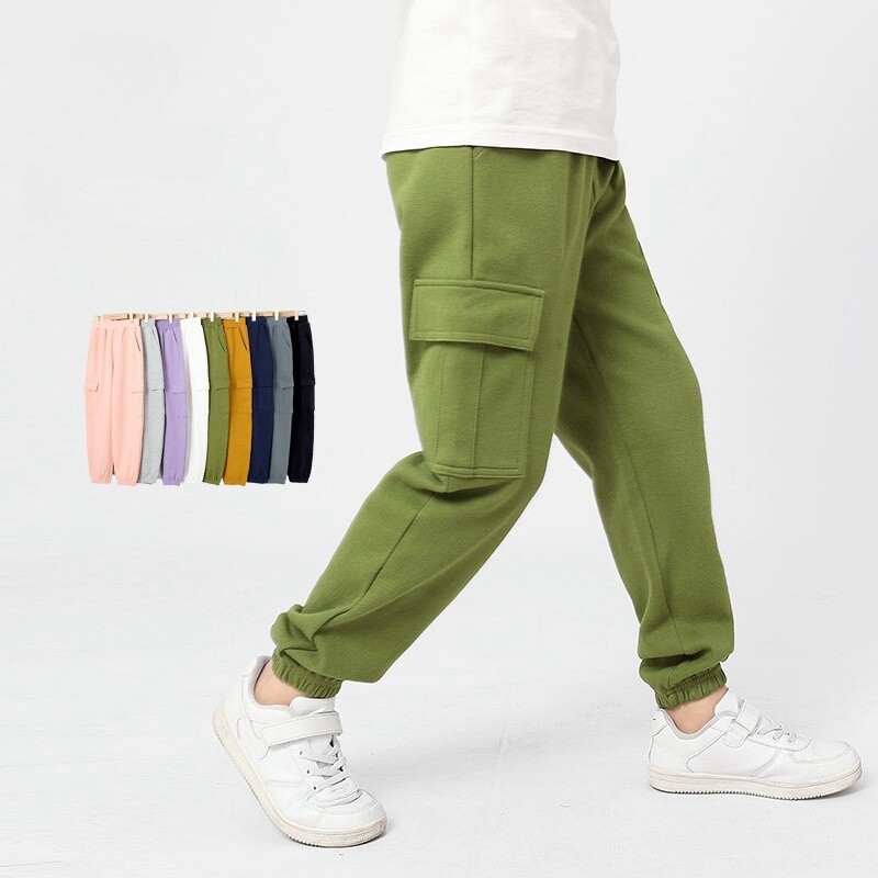 Детски панталони Пролетни панталони за момчета Карго панталони Памучни тийнейджърски панталони за момичета Ежедневни панталони Меки атлетични тънки спортни панталони Детски панталони за джогинг