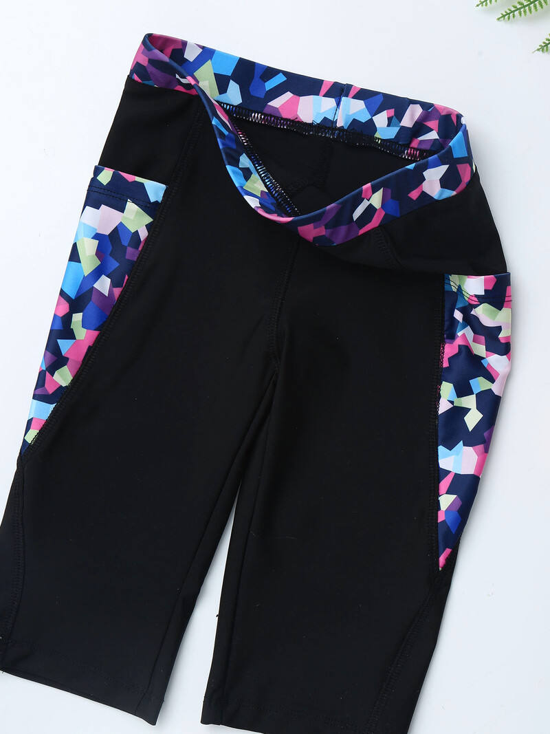 Mergaičių, vaikų bėgimo sportinė apranga Kvėpuojanti aktyvi apranga šortai jogos treniruočių kelnės aukštu juosmeniu Treniruotės bėgimas su dviem šoninėmis kišenėmis