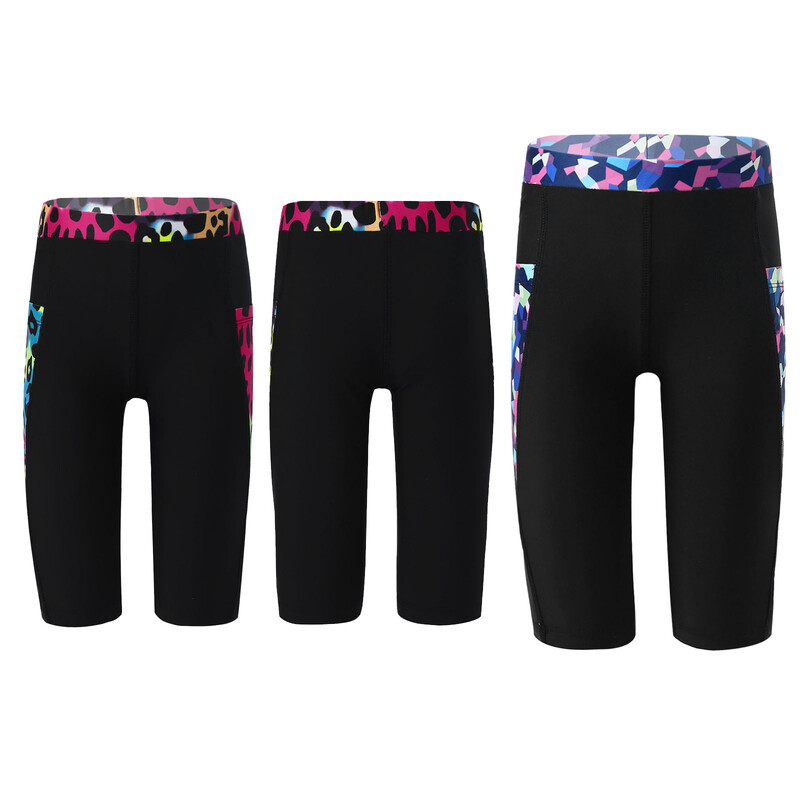 Mergaičių, vaikų bėgimo sportinė apranga Kvėpuojanti aktyvi apranga šortai jogos treniruočių kelnės aukštu juosmeniu Treniruotės bėgimas su dviem šoninėmis kišenėmis