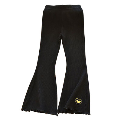 Лятна мода за момичета Модерни панталони с изпъкнал ластик на талията Детски удобни и стилни плетени панталони със сърце за топло време
