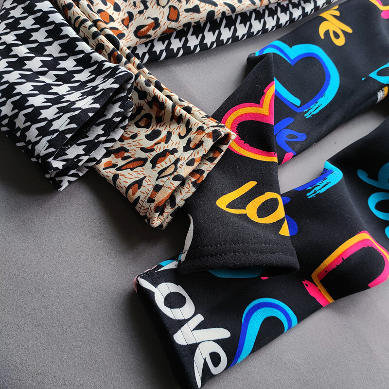 Φθινοπωρινό χειμωνιάτικο ζεστό παντελόνι για κοριτσάκια κολάν Παιδικό χοντρό παντελόνι καρτούν στενό μολύβι παντελόνι Vintage λουλούδια κολάν