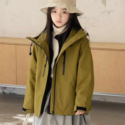 Dječje vanjsko jurišno odijelo Djevojačka tri-u-jedan jakna otporna na vjetar i vodootporna jakna odgovarajuće boje Planinarska jakna za kampiranje