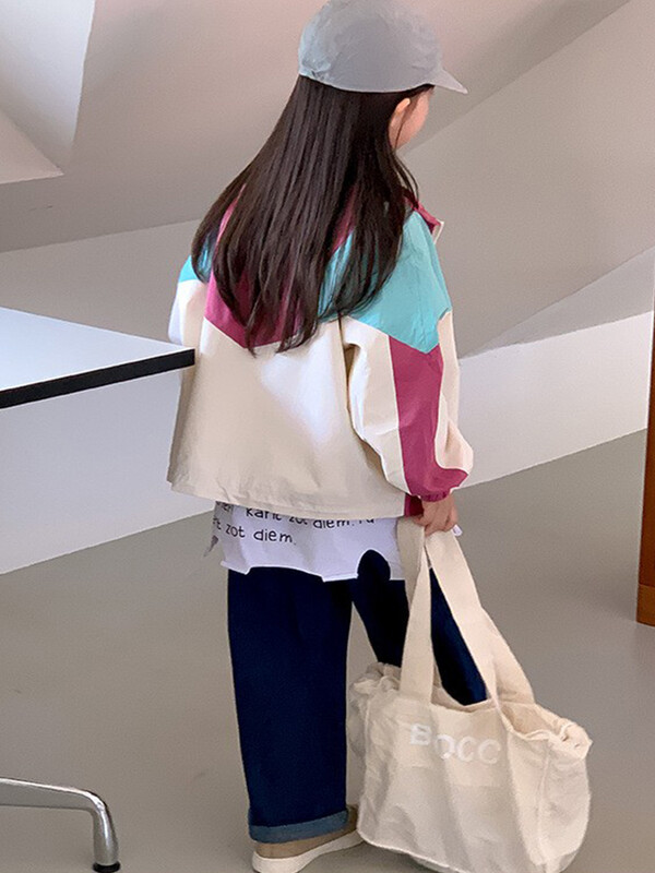 Μαλακές καμπαρντίνες Ανοιξιάτικο μπουφάν μόδας για κορίτσια Φθινόπωρο Παιδικό Colorblocking φερμουάρ Εξωτερικά ρούχα μπέιζμπολ για εξωτερικούς χώρους Αθλητικά ρούχα Νέα