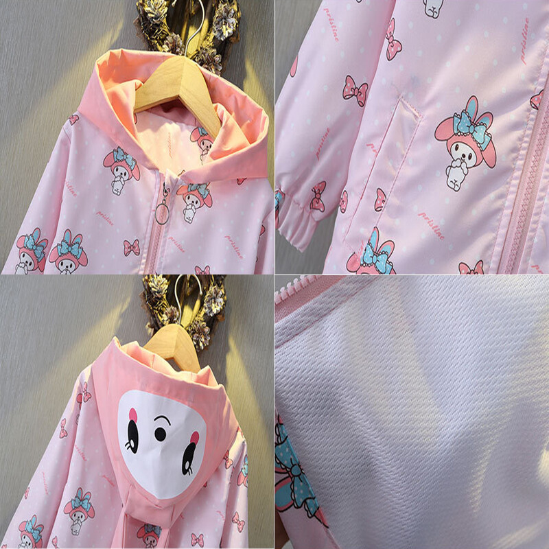 Μπουφάν εξωτερικού χώρου Γελοιογραφία Κορίτσια Πεζοπορία Κάμπινγκ Εξωτερικά Ενδύματα Αντιανεμικό Αδιάβροχο Παλτό με κουκούλα Μπέιζμπολ Ομοιόμορφα Παλτό Ενδύματα με φερμουάρ