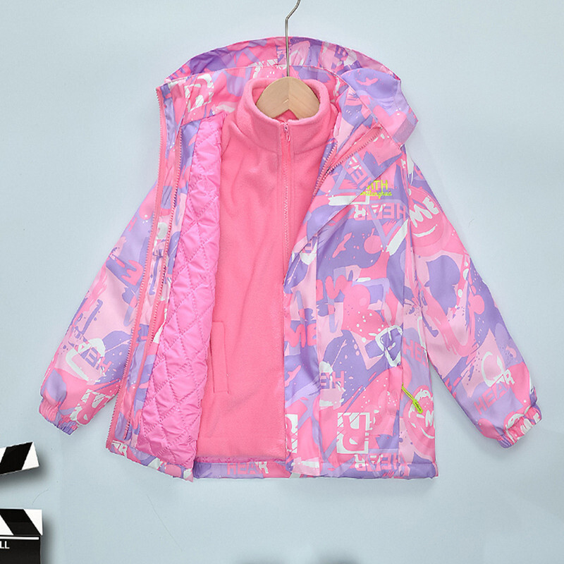 2024 φθινόπωρο παιδικό νέο κοριτσίστικο μπουφάν με κουκούλα αντιανεμικό αδιάβροχο σπορ μόδας σε εξωτερικούς χώρους με τοπ χειμωνιάτικο φλις ζεστά ρούχα