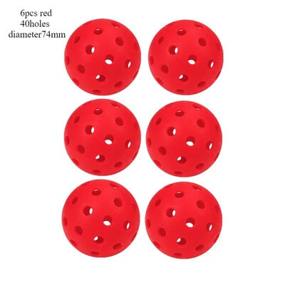 6PC 74MM 40 rupa Svjetleća Pickleball Izdržljiva višebojna elastična teniska PE lopta koja svijetli u mraku Lopta za natjecanja u zatvorenom prostoru na otvorenom
