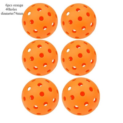 6PC 74MM 40 rupa Svjetleća Pickleball Izdržljiva višebojna elastična teniska PE lopta koja svijetli u mraku Lopta za natjecanja u zatvorenom prostoru na otvorenom