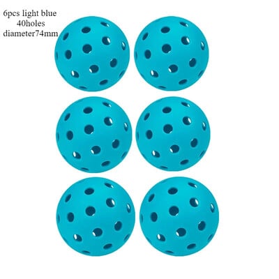 6PC 74MM 40 rupa Svjetleća Pickleball Izdržljiva višebojna elastična teniska PE lopta koja svijetli u mraku Lopta za natjecanja u zatvorenom prostoru na otvorenom