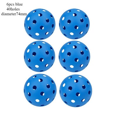 6PC 74MM 40 rupa Svjetleća Pickleball Izdržljiva višebojna elastična teniska PE lopta koja svijetli u mraku Lopta za natjecanja u zatvorenom prostoru na otvorenom