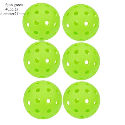 6PC 74MM 40 rupa Svjetleća Pickleball Izdržljiva višebojna elastična teniska PE lopta koja svijetli u mraku Lopta za natjecanja u zatvorenom prostoru na otvorenom