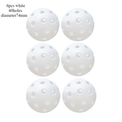 6PC 74MM 40 rupa Svjetleća Pickleball Izdržljiva višebojna elastična teniska PE lopta koja svijetli u mraku Lopta za natjecanja u zatvorenom prostoru na otvorenom