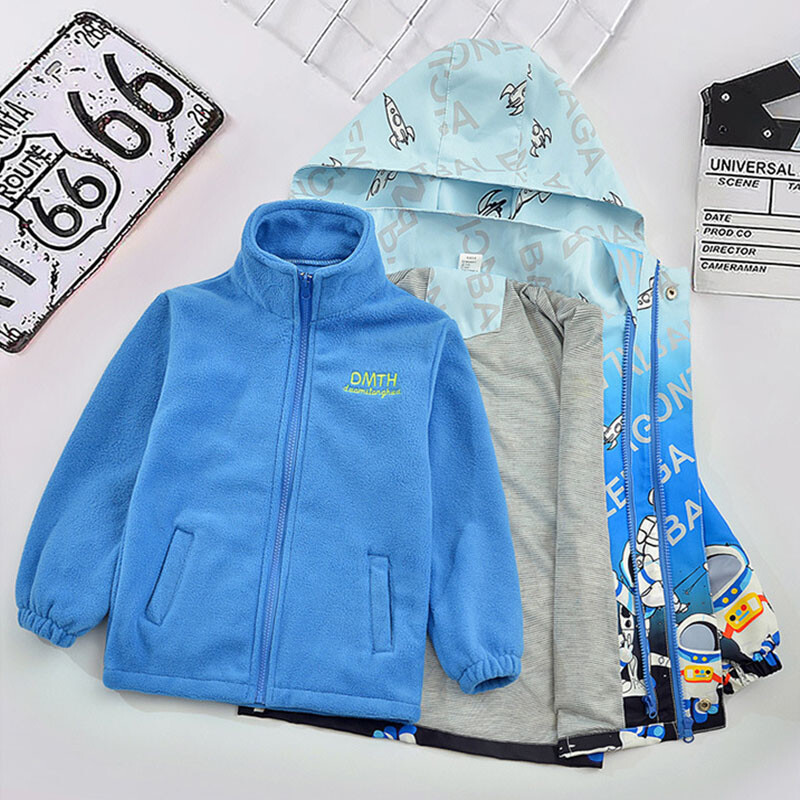 2024 New Teenager Outdoor Warm Outerwear Αθλητικά Ενδύματα Παιδικά Μπουφάν πεζοπορίας Φερμουάρ Μπέιζμπολ Στολή παλτό με κουκούλα αντιανεμικό