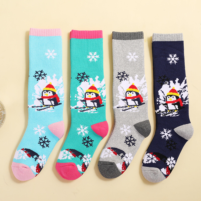 Șosete termice de iarnă pentru schi pentru copii, bumbac, mai groase, șosete sport calde, pentru băiat de zăpadă, pentru ciclism, pentru schi, șosete termopan elastice pentru copii