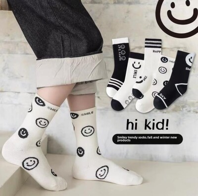 5 чифта есенно-зимни памучни детски чорапи с анимационни модни детски средно дълги чорапи за момчета и момичета Спортни чорапи на открито 2025 г. Нови