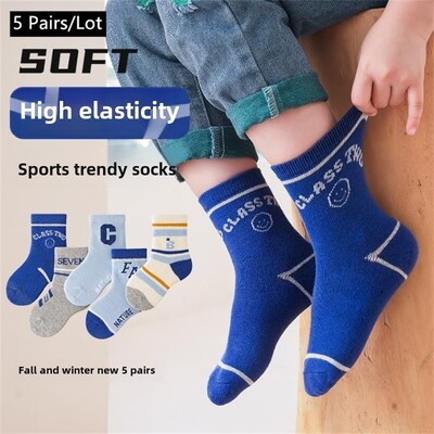 5 pari dječjih čarapa proljeće jesen pamučne čarape dječje dječake sportske čarape crtića modne dječje čarape dječaci djevojčice sportske čarape na otvorenom