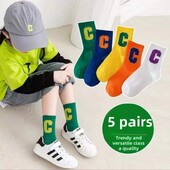 5 pari pamučnih čarapa za dječake Dječje Jesen Zima Dječje čarape Slova Modne dječje čarape Dječaci Djevojčice Čarape za sportove na otvorenom 2025 novo