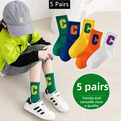 5 pari pamučnih čarapa za dječake Dječje Jesen Zima Dječje čarape Slova Modne dječje čarape Dječaci Djevojčice Čarape za sportove na otvorenom 2025 novo