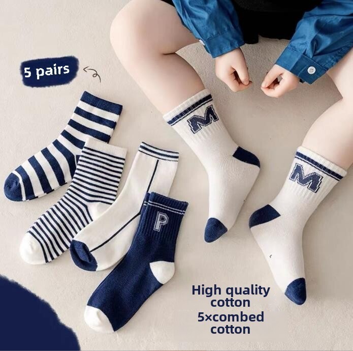 5 pari pamučnih čarapa za dječake Dječje Jesen Zima Dječje čarape Slova Modne dječje čarape Dječaci Djevojčice Čarape za sportove na otvorenom 2025 novo