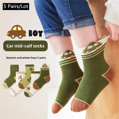 5 pari novih dječjih čarapa Jesen Zima Slova u korejskom ins stilu Čarape za dječake i djevojčice Ležerne udobne dječje sportske čarape