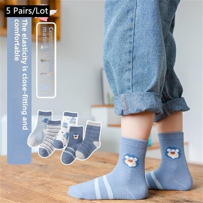 5 pari novih dječjih čarapa Jesen Zima Slova u korejskom ins stilu Čarape za dječake i djevojčice Ležerne udobne dječje sportske čarape