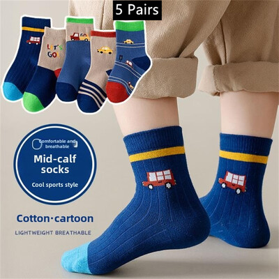 5 pari čarapa za djecu, dječake, tenis, čarape za djecu, sportske škole, učenike, čarape, proljeće, jesen, mekane pamučne sportske čarape za djevojčice srednje veličine za malu djecu