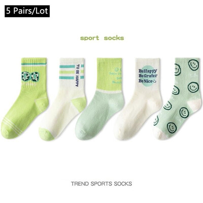5 perechi de șosete pentru copii absorbanți de transpirație, respirabili, de desene animate, la modă, șosete pentru copii, băieți, fete, sport în aer liber, șosete 2025 nou