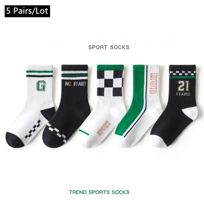5 perechi de șosete pentru copii absorbanți de transpirație, respirabili, de desene animate, la modă, șosete pentru copii, băieți, fete, sport în aer liber, șosete 2025 nou