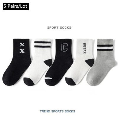 5 perechi de șosete pentru copii absorbanți de transpirație, respirabili, de desene animate, la modă, șosete pentru copii, băieți, fete, sport în aer liber, șosete 2025 nou