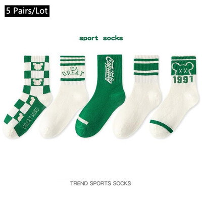 5 perechi de șosete pentru copii absorbanți de transpirație, respirabili, de desene animate, la modă, șosete pentru copii, băieți, fete, sport în aer liber, șosete 2025 nou