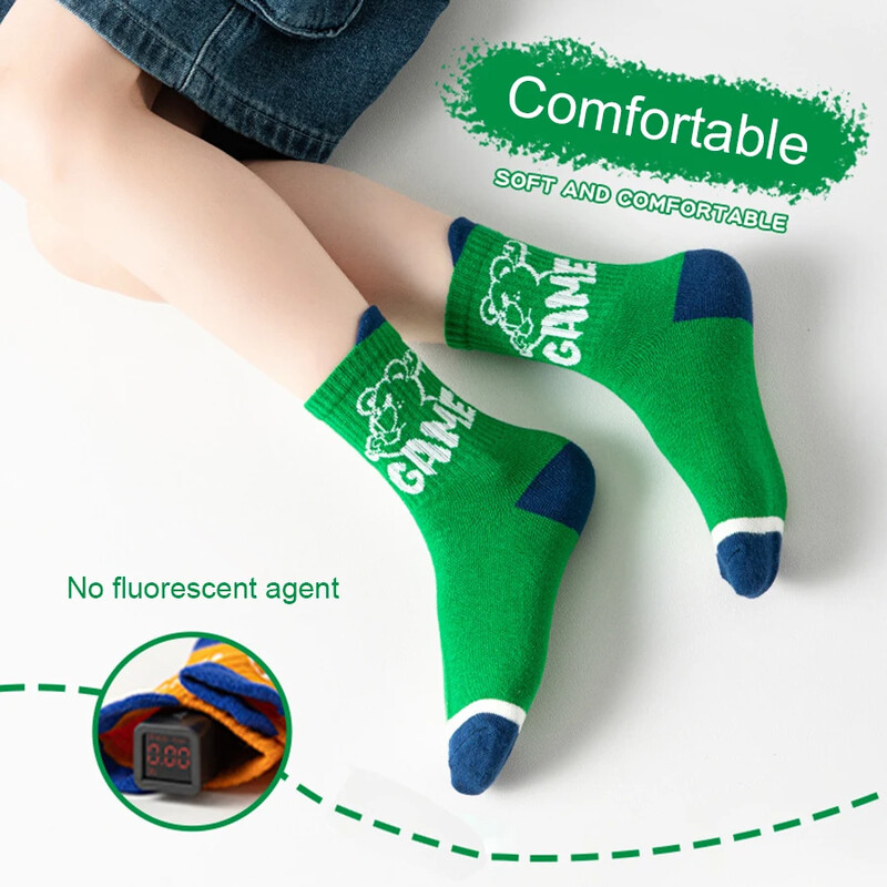 5 perechi de șosete pentru copii absorbanți de transpirație, respirabili, de desene animate, la modă, șosete pentru copii, băieți, fete, sport în aer liber, șosete 2025 nou
