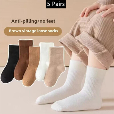 5 чифта Детски чорапи за момчета и момичета Тенис Детски спортни училищни чорапи Пролет Есен Мек памучен спортен чорап за малки деца със средна тръба