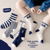 Nove jesenske i zimske dječje čarape za dječake i djevojčice, korejski ins stil, prozračne sportske dječje čarape koje upijaju znoj, 5 pari/lot