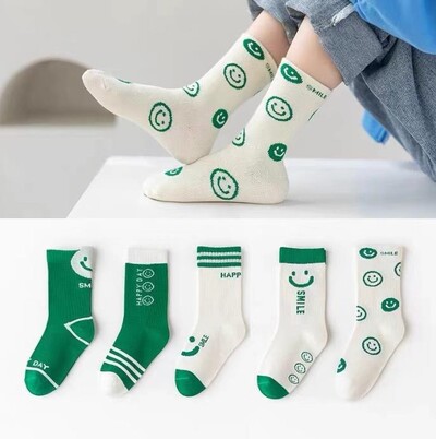 Nove jesenske i zimske dječje čarape za dječake i djevojčice, korejski ins stil, prozračne sportske dječje čarape koje upijaju znoj, 5 pari/lot