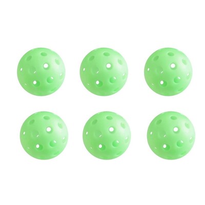 6 бр./компл. Висока видимост Светеща топка Pickleball Цветна, издръжлива, светеща в тъмното Pickleball с мрежеста торбичка 40 дупки