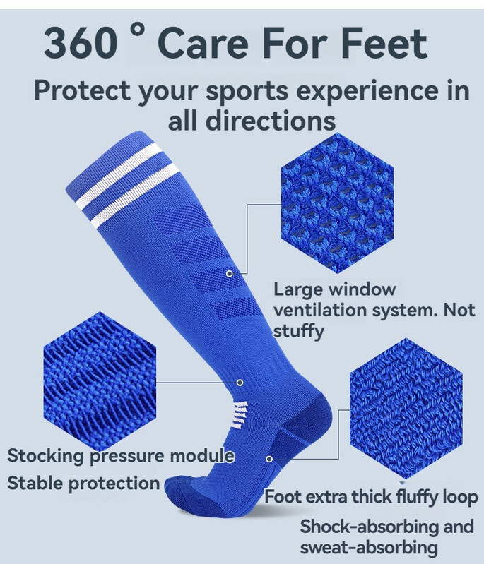 Podebljane neklizajuće potplate od ručnika Nogometne čarape Prozračne čarape za trening do koljena Praktična igra za odrasle i mlade