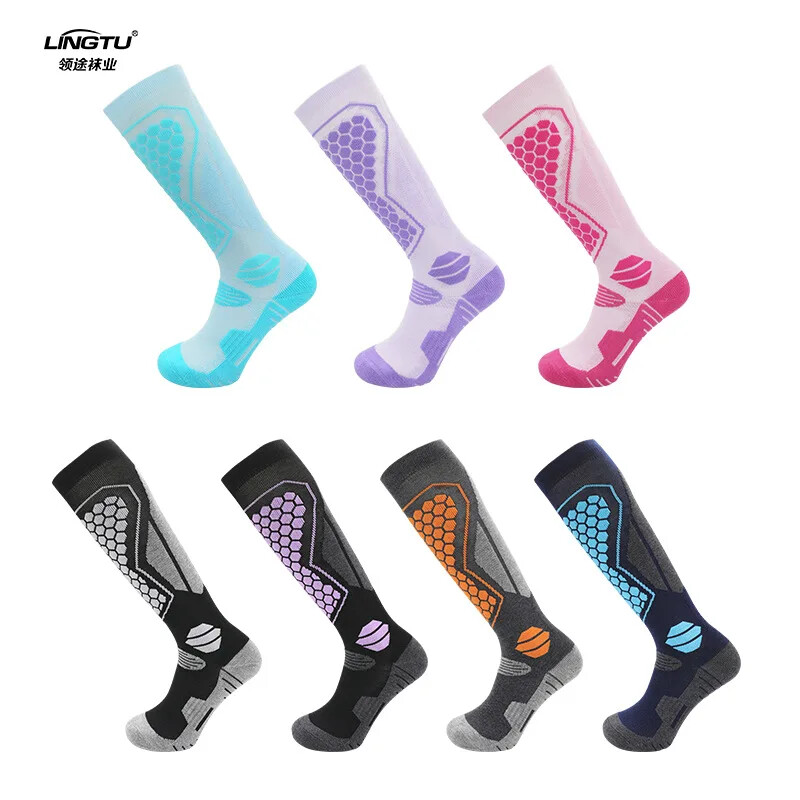 Naujos rudens ir žiemos profesionalios slidinėjimo kojinės storintos vilnos vyriškos ir moteriškos ilgos vamzdinės šiltos sportinės sniego kojinės
