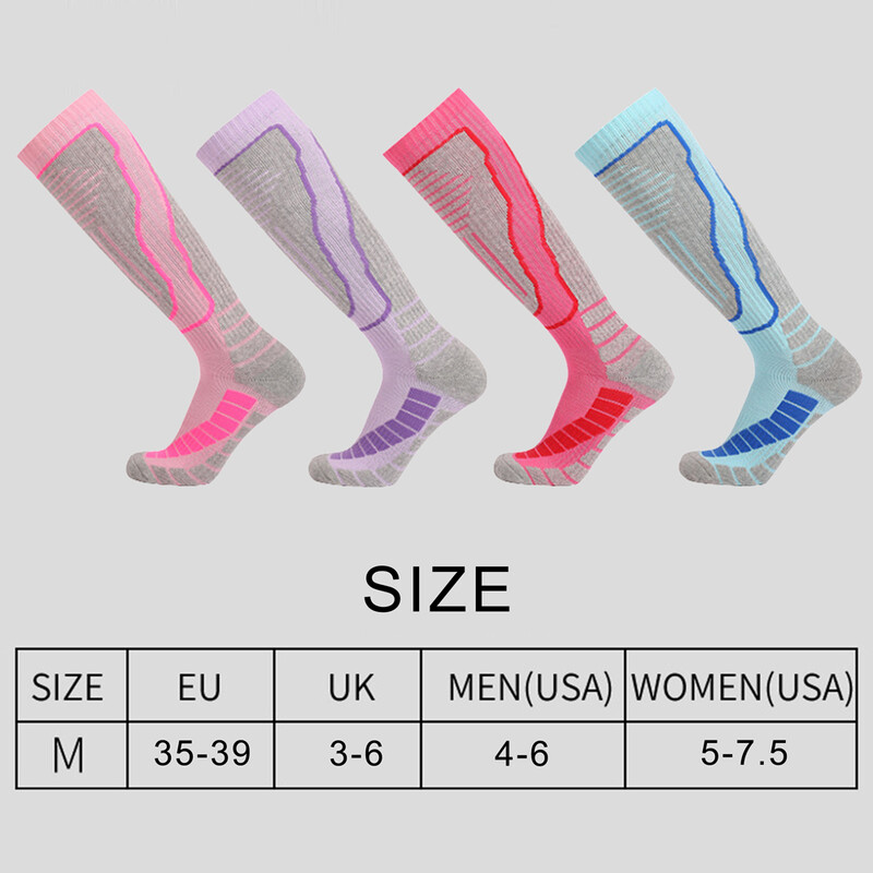 1 par toplih zimskih pamučnih ženskih skijaških čarapa Dječje sportske čarape Snowboarding Biciklizam Skijanje za odrasle Deblje tople nogavice