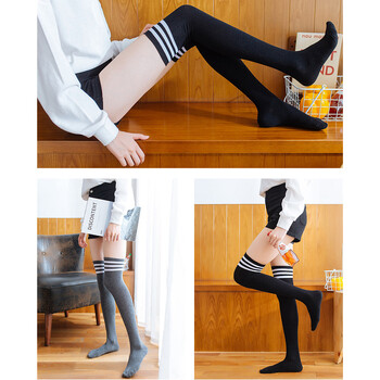 Lolita Rainbow Knee Cotton Socks JK Girls Thigh Striped Stockings Long Striped Socks Секси студентски чорапи над коляното Medias