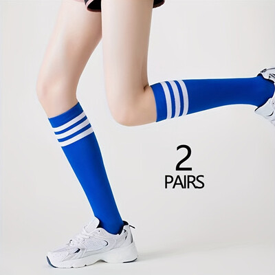 2 para ženskih telećih čarapa srednje čarape na tri prečke prugaste čarape dokolenice sportske ženske čarape jednobojne čarape na tri prečke