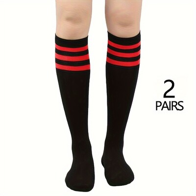 2 para ženskih telećih čarapa srednje čarape na tri prečke prugaste čarape dokolenice sportske ženske čarape jednobojne čarape na tri prečke