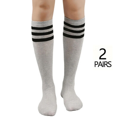 2 para ženskih telećih čarapa srednje čarape na tri prečke prugaste čarape dokolenice sportske ženske čarape jednobojne čarape na tri prečke