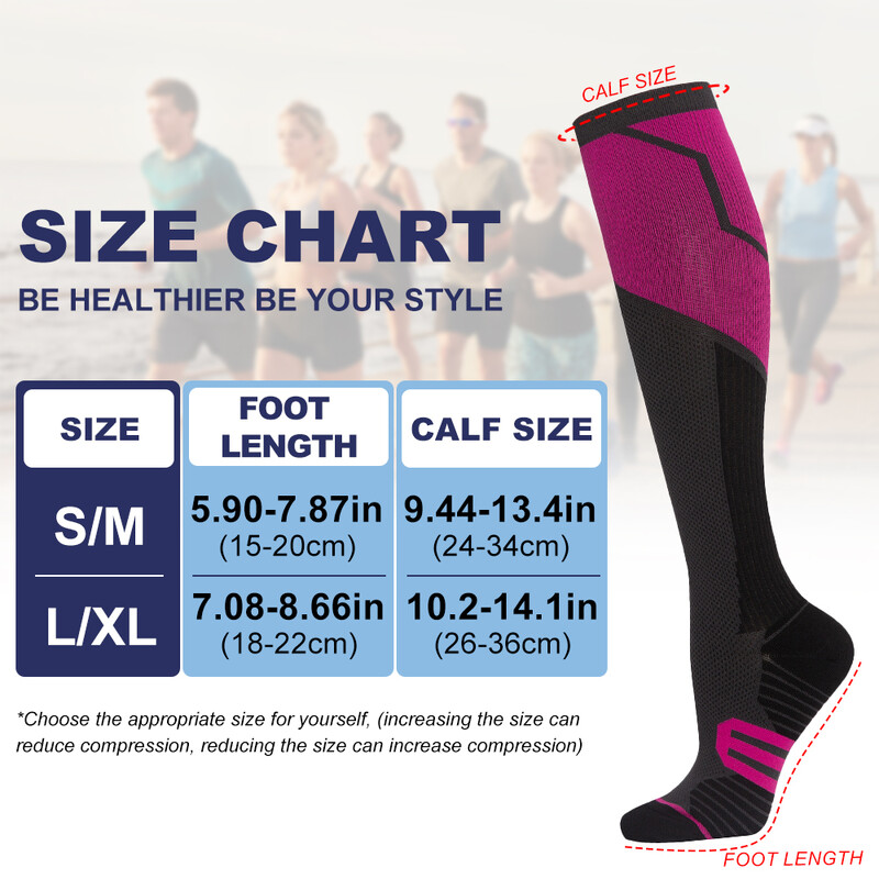 1 par kompresijskih čarapa za žene, muškarce, kompresijske čarape za cirkulaciju 20-30 mmHg za dojenje, putovanja, čarape za stazu