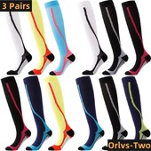 3 Paari Lot Pack Kompressioonsokid Sukad Jooksvad Mehed Naiste Kompressioon Jalgrattasokid Põlve Kõrgele Jooksu Sokid Kompressioon