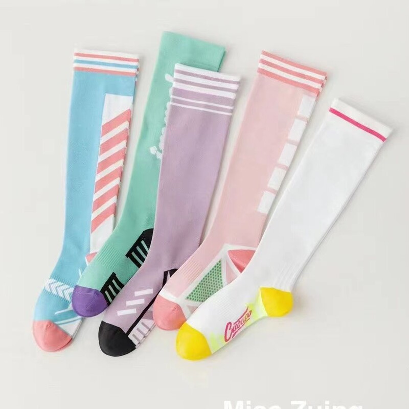 Sportske čarape, ženske duge čarape za kompresiju mišića, trčanje, preskakanje užeta, fitness, svijetle teleće čarape